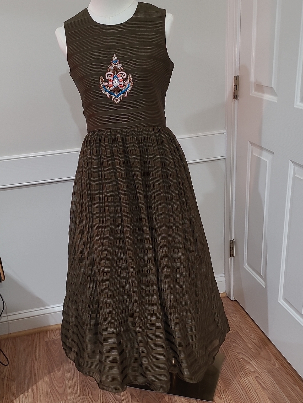 Anarkali Style Boutique Tailored Custom Piece Sleeveless Embroidered Maxi Gown